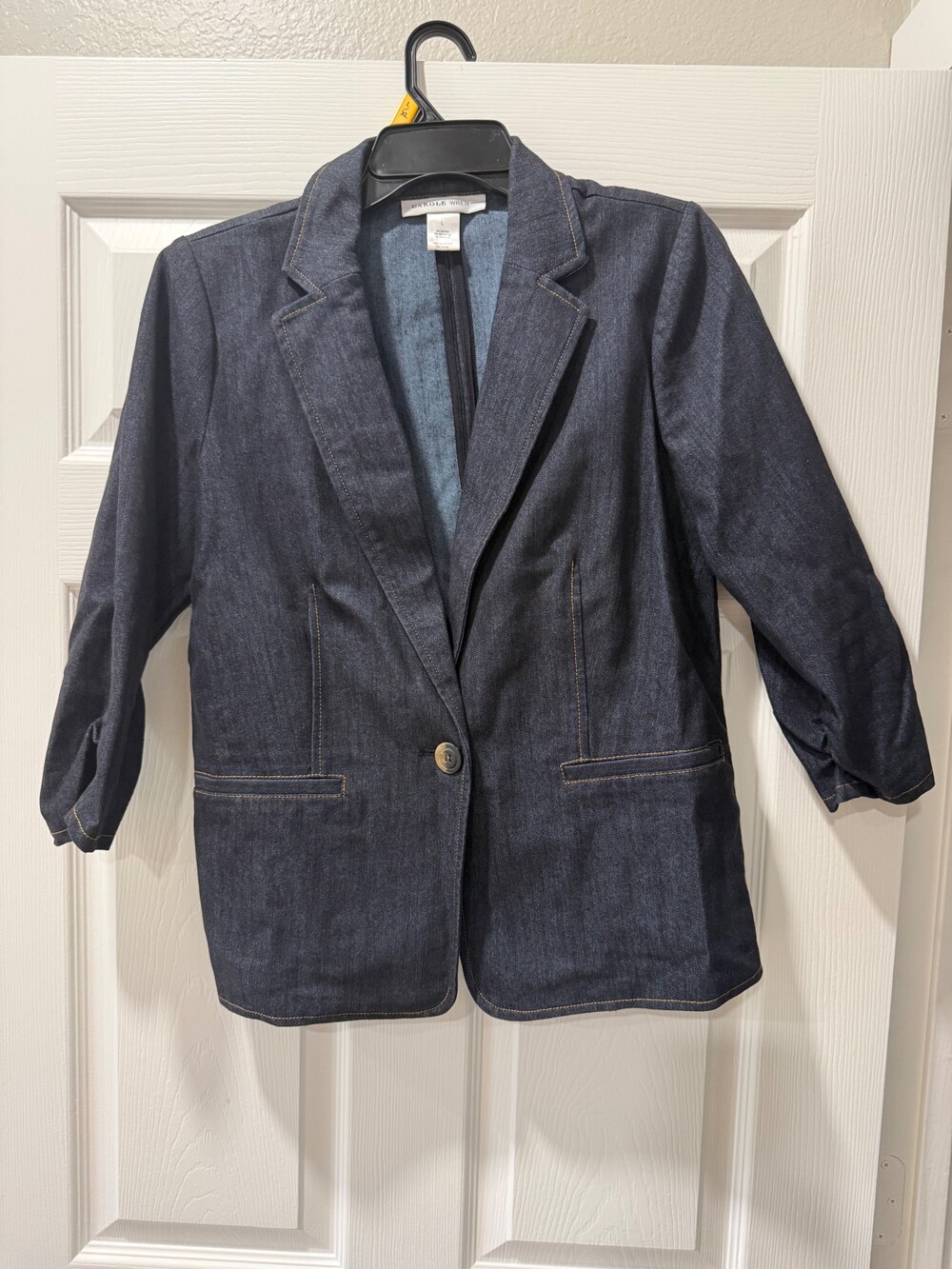 Carole Wren Large Dark Blue Denim Blazer Jacket